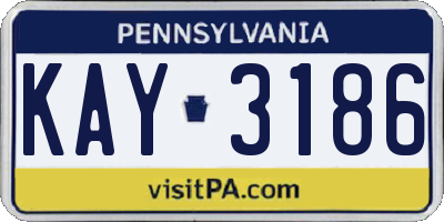 PA license plate KAY3186