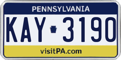 PA license plate KAY3190