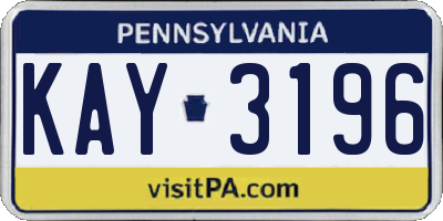 PA license plate KAY3196