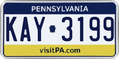 PA license plate KAY3199