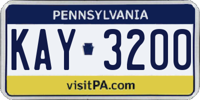 PA license plate KAY3200