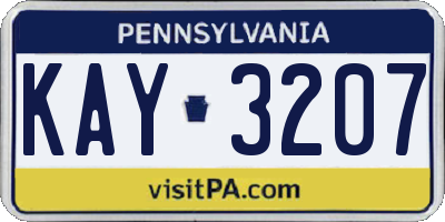 PA license plate KAY3207