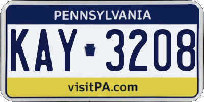 PA license plate KAY3208