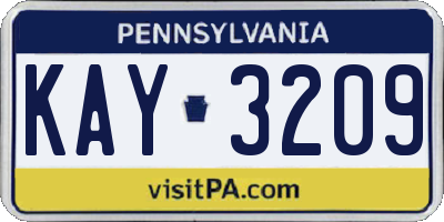 PA license plate KAY3209