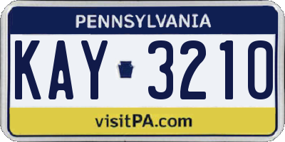 PA license plate KAY3210