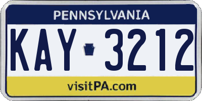 PA license plate KAY3212