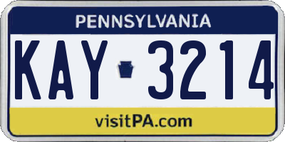 PA license plate KAY3214