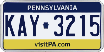 PA license plate KAY3215
