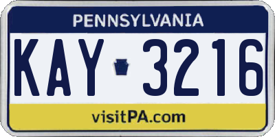 PA license plate KAY3216