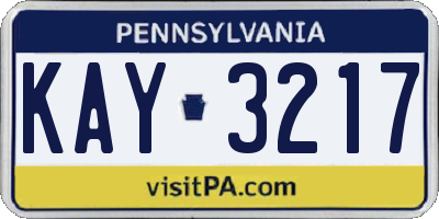 PA license plate KAY3217