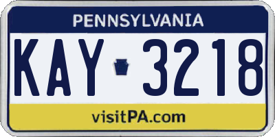 PA license plate KAY3218