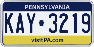 PA license plate KAY3219