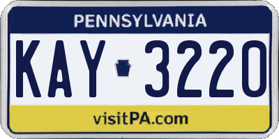PA license plate KAY3220