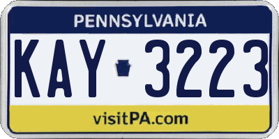 PA license plate KAY3223