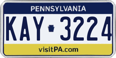 PA license plate KAY3224