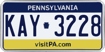 PA license plate KAY3228