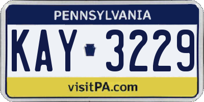 PA license plate KAY3229