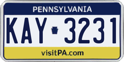 PA license plate KAY3231