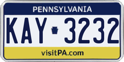 PA license plate KAY3232