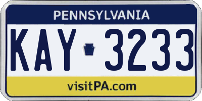 PA license plate KAY3233