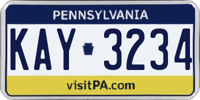 PA license plate KAY3234