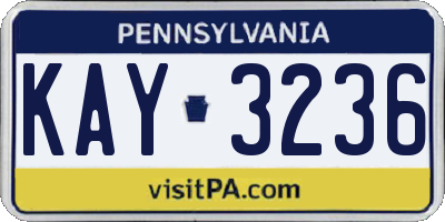 PA license plate KAY3236