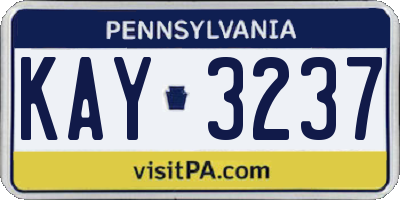 PA license plate KAY3237