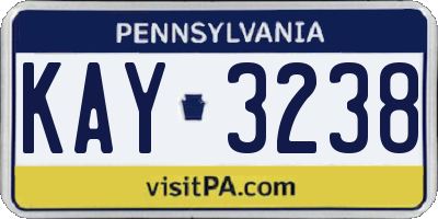 PA license plate KAY3238