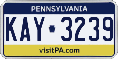 PA license plate KAY3239