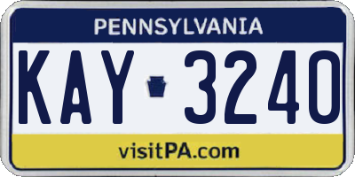 PA license plate KAY3240