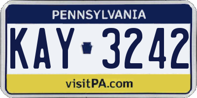 PA license plate KAY3242