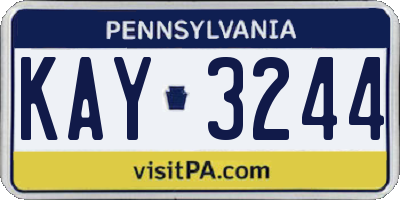 PA license plate KAY3244