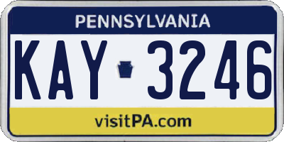 PA license plate KAY3246