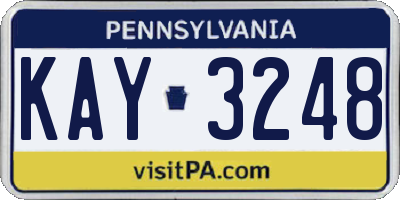 PA license plate KAY3248