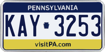 PA license plate KAY3253