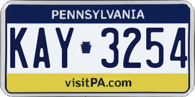 PA license plate KAY3254