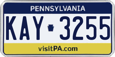 PA license plate KAY3255