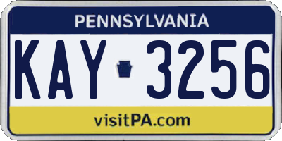 PA license plate KAY3256