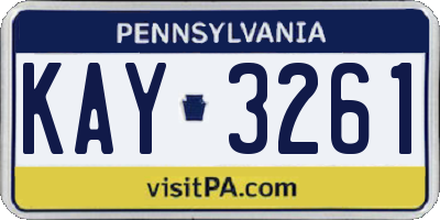 PA license plate KAY3261