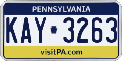PA license plate KAY3263