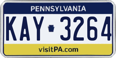 PA license plate KAY3264