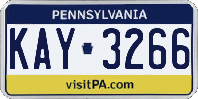 PA license plate KAY3266
