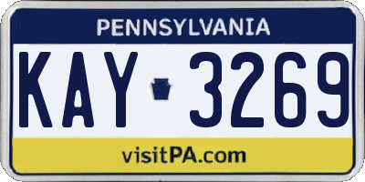 PA license plate KAY3269