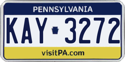 PA license plate KAY3272