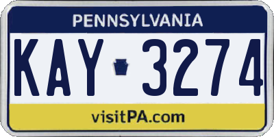 PA license plate KAY3274