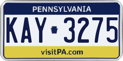 PA license plate KAY3275