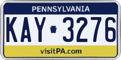 PA license plate KAY3276