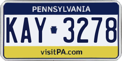 PA license plate KAY3278