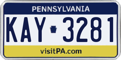 PA license plate KAY3281