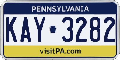 PA license plate KAY3282